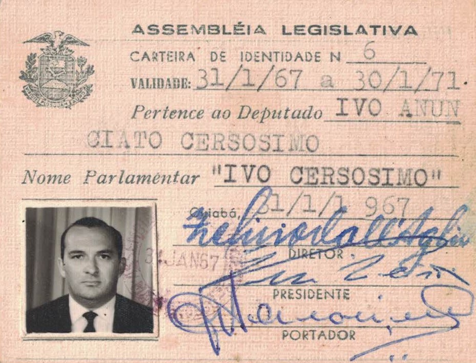 Carteira parlamentar Deputado Estadual do Mato Grosso (frente)